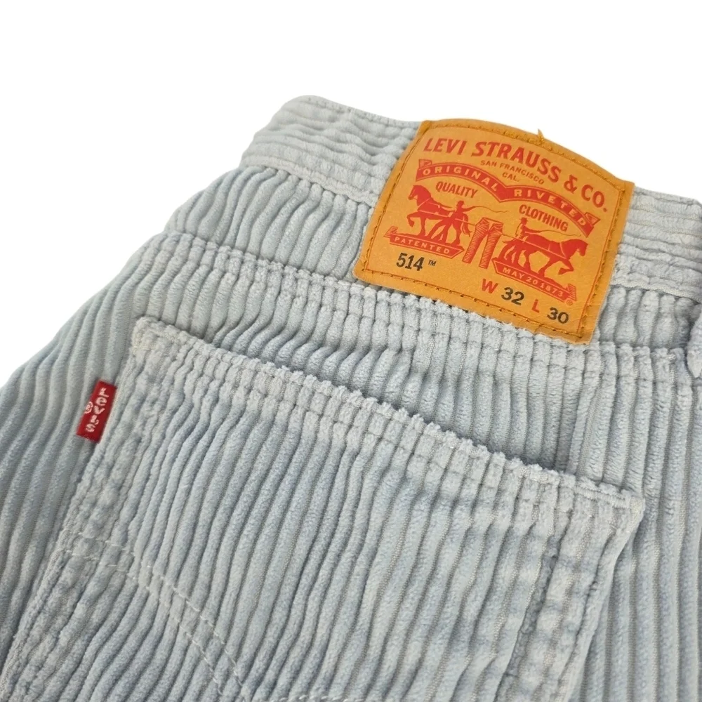 Levi's 514 Men's Corduroy Pants | W32 L30 | Light Blue Straight Leg